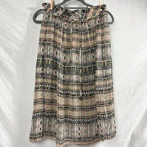 Gypsy 05 Silk Gypsy Midi Skirt Womens S/M Pockets‎ Bohemian Neutral Southwestern